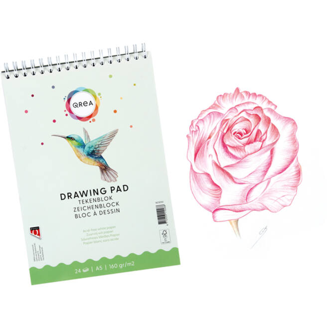 Tekenblok Qrea A5 24vel 160gr spiraal