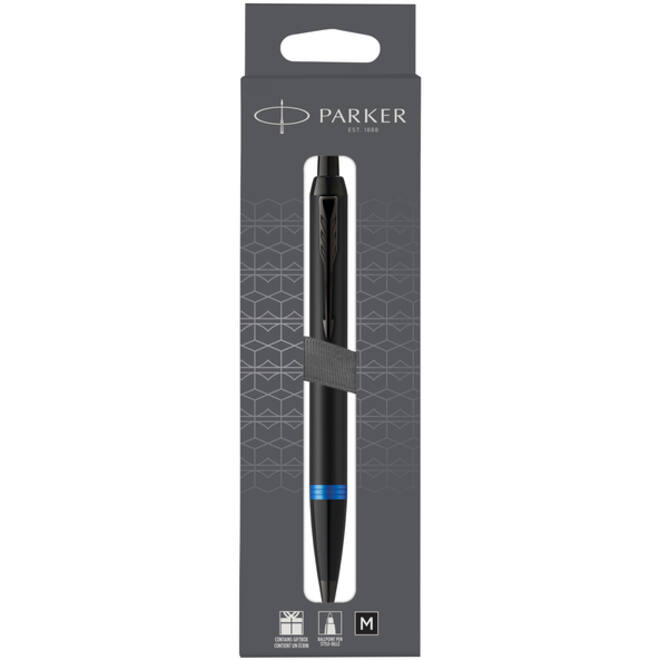 Balpen Parker IM black blue vibrant ring medium blister à 1 stuk