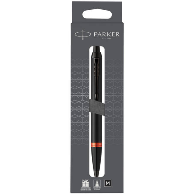 Balpen Parker IM black orange vibrant ring medium blister à 1 stuk