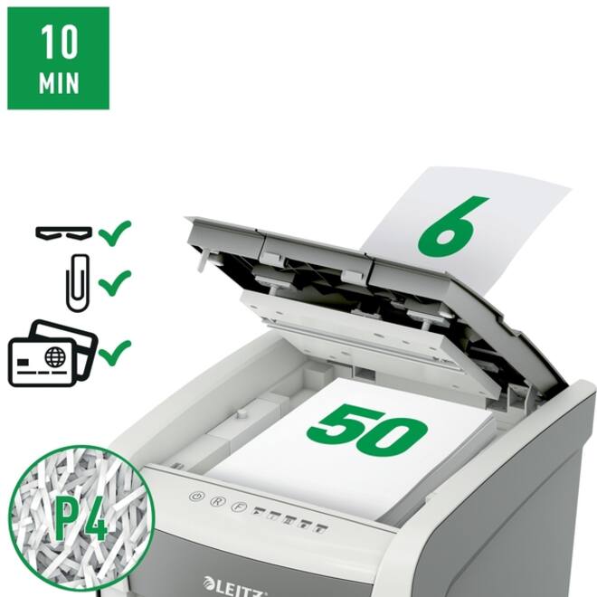 Papiervernietiger Leitz IQ Auto+ Small Office 50X P4 snippers 4x28mm