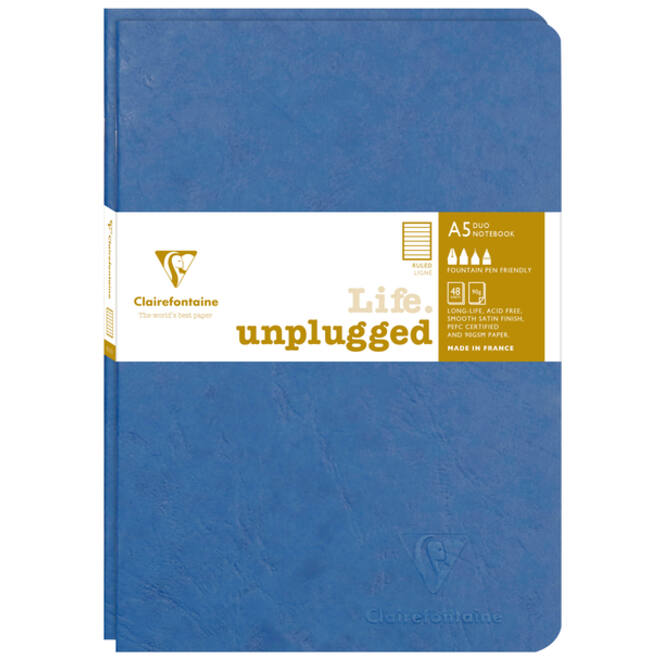 Schrift Clairefontaine A5 lijn 96 pagina's 90gr blauw seal à 2 stuks