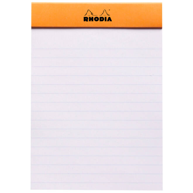 Schrijfblok Rhodia A6 lijn 80 vel 80gr oranje