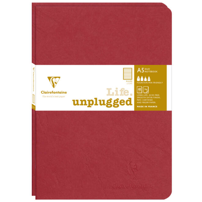Schrift Clairefontaine A5 lijn 96 pagina's 90gr rood seal à 2 stuks