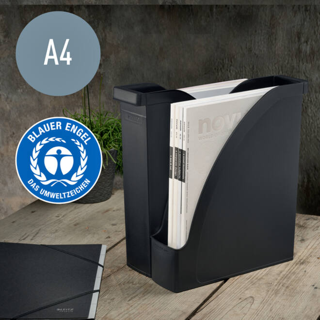 Tijdschriftcassette Leitz recycle A4 zwart