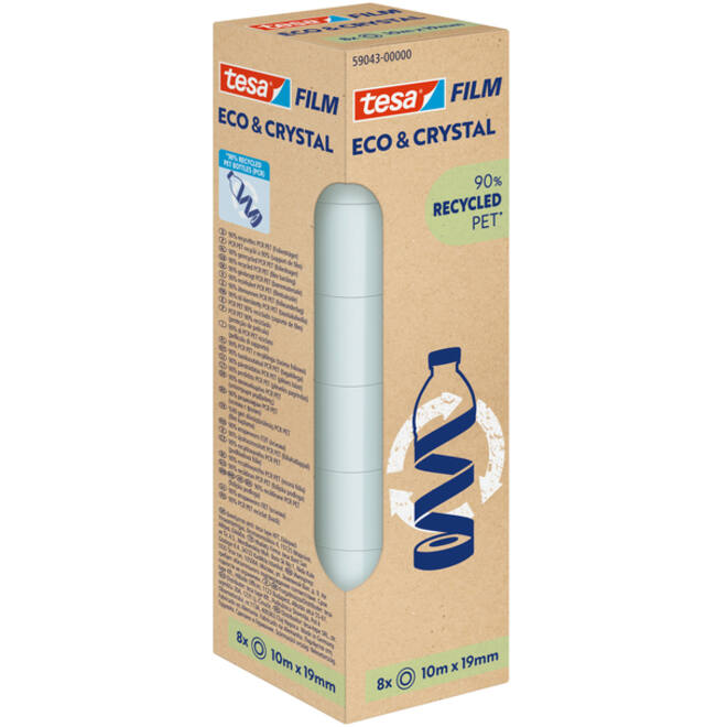 Plakband Tesa eco&crystal 59043 19mmx10m transparant 8 rollen