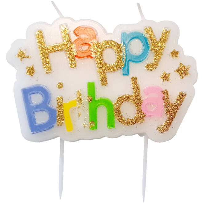 Kaarsje Happy 'Happy birthday' 10.5cm