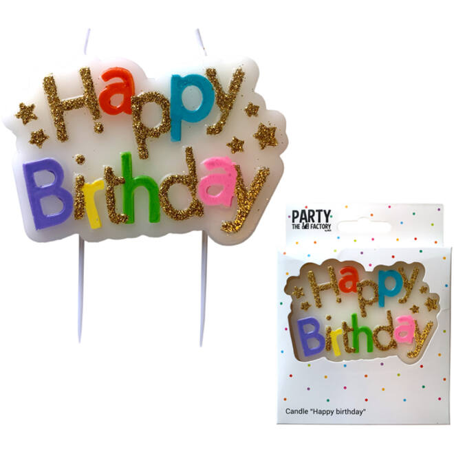 Kaarsje Happy 'Happy birthday' 10.5cm