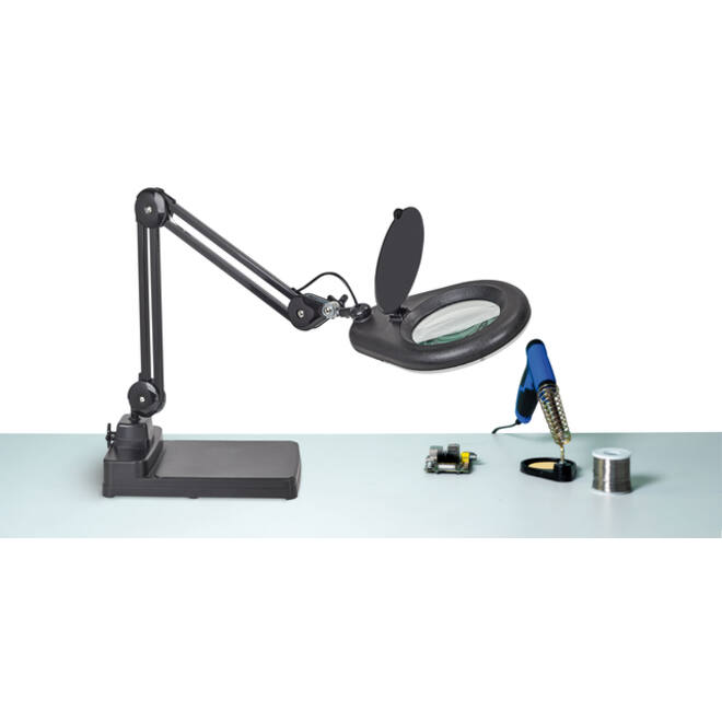 Loeplamp MAUL Viso LED met voet zwart