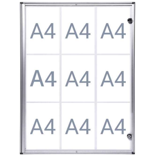 Binnenvitrine wand MAULextraslim whiteboard 9xA4 met slot