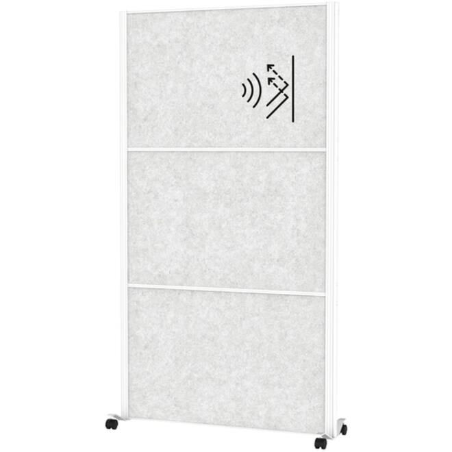 Scheidingswand MAUL akoestiek 100x180 3x lichtgrijs wit frame mobiel
