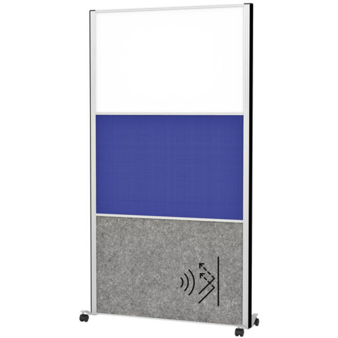 Scheidingswand MAUL akoestiek 100x180 akoest whiteb textiel alum.frame mobiel