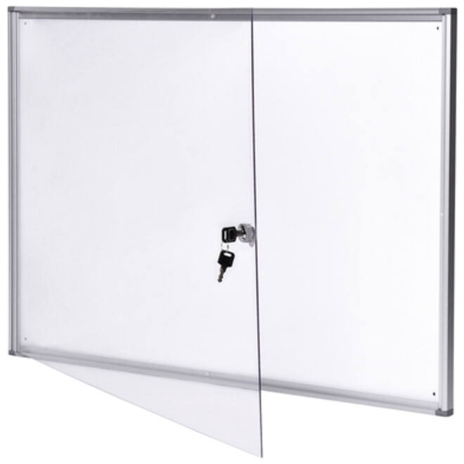 Binnenvitrine wand MAULextraslim whiteboard 8xA4 met slot