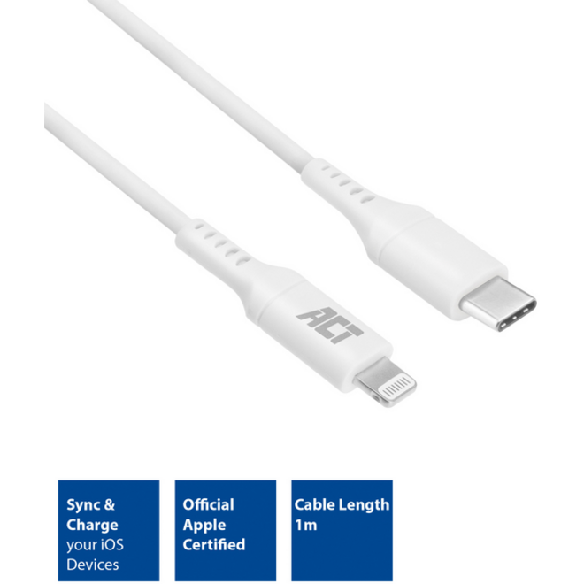 Kabel ACT USB-C naar Lightning laad -en data 1 meter