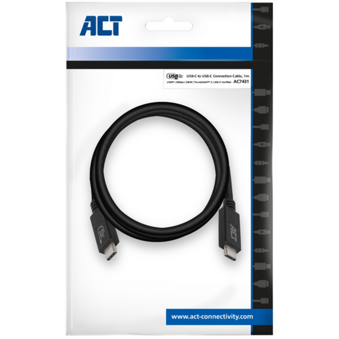 Kabel ACT USB-C USB 4 20Gbps Thunderbolt3 1 meter