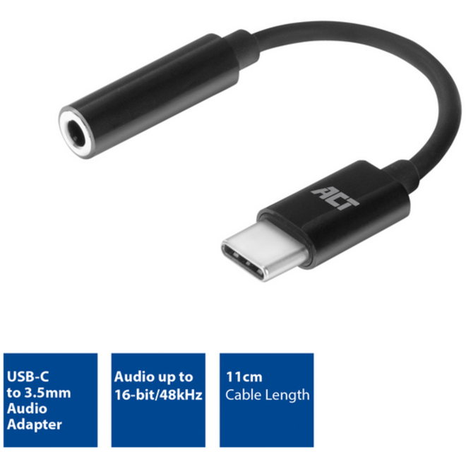 Adapter ACT USB-C naar 3.5mm audio jack