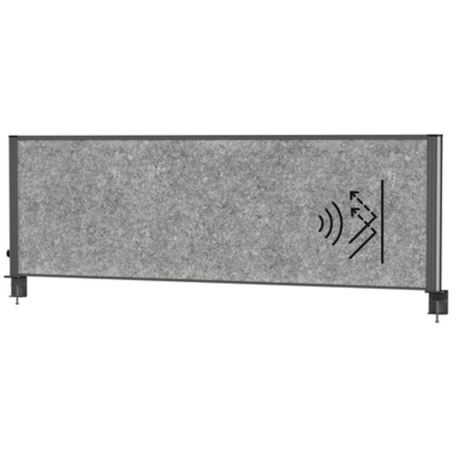 Scheidingswand MAUL akoestiek Uplight 160x50 donkergrijs antrac.frame tafelklem
