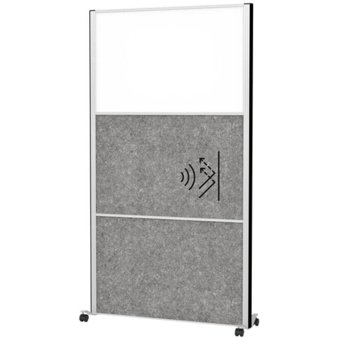 Scheidingswand MAUL akoestiek 100x180 2xdonker- 1xwhiteboard alum.frame mobiel