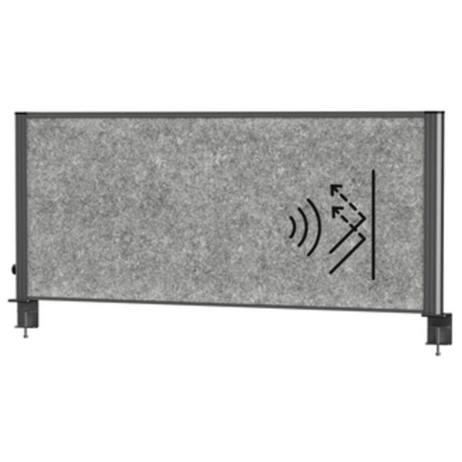 Scheidingswand MAUL akoestiek Uplight 120x50 donkergrijs antrac.frame tafelklem
