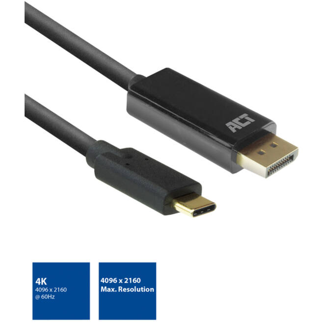 Kabel ACT USB-C naar Displayport 60Hz 2 meter
