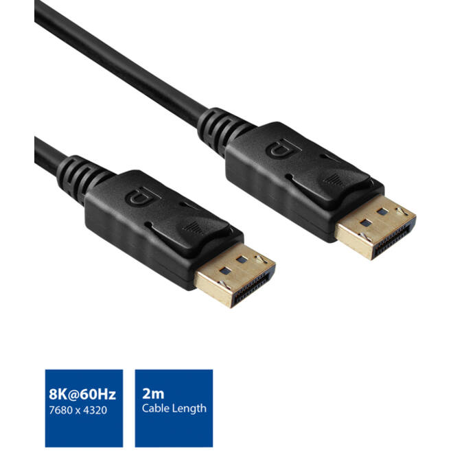 Kabel ACT DisplayPort 1.4 8K M-M 2 meter zwart