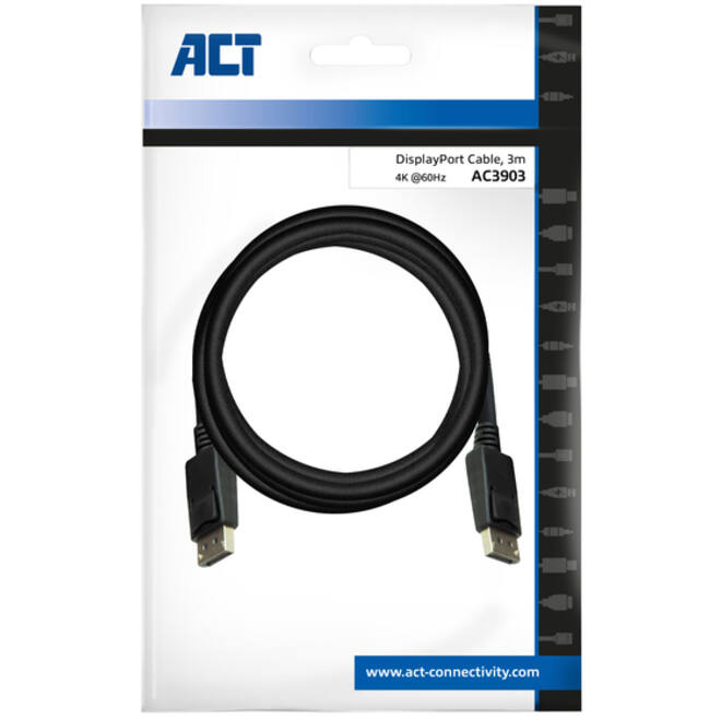 Kabel ACT DisplayPort 3 meter zwart