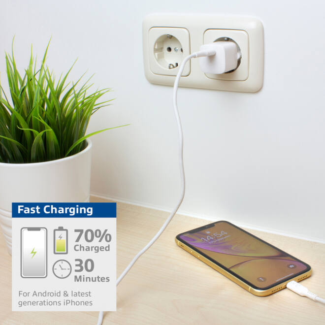 Oplader ACT USB-C compact GaNFast 33W wit