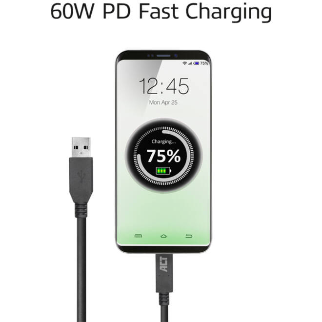 Kabel ACT USB A 3.2 naar USB-C 1 meter