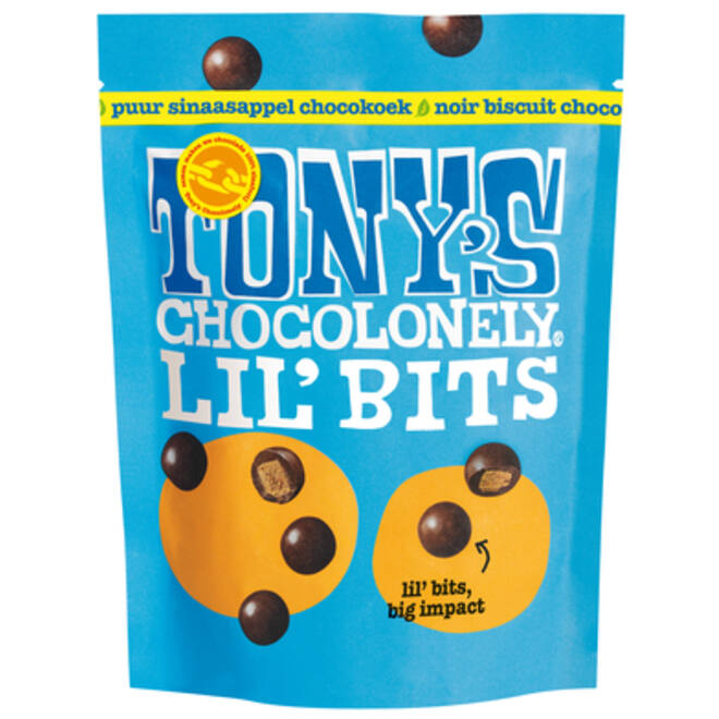Chocolade Tony's Chocolonely Lil'Bits puur chocokoek sinaasappel 120 gram