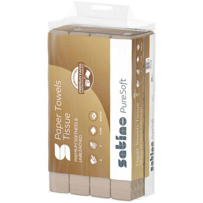 Handdoek Satino PureSoft PT2 Z-vouw 2-laags 206x240mm 25x150vel naturel 277530
