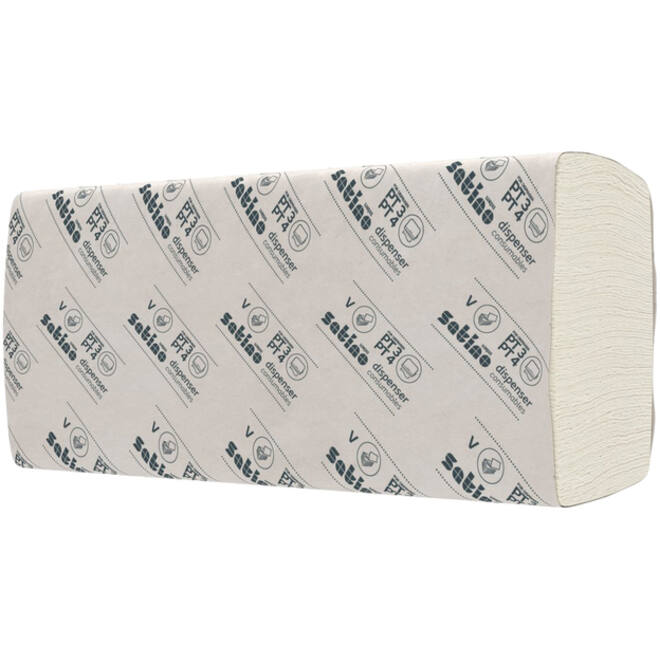 Handdoek Satino Comfort PT3 V-vouw 2-laags 250x230mm 20x160vel wit 277200