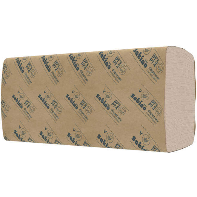Handdoek Satino PureSoft PT3 V-vouw 2-laags 240x230mm 20x200vel naturel 277540