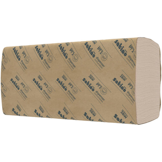Handdoek Satino PureSoft PT2 W-vouw 2-laags 206x320mm 25x120vel naturel 277520