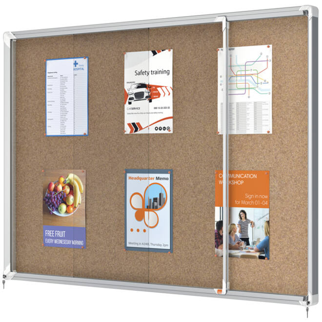 Binnenvitrine Nobo Premium Plus 18x A4 schuifdeur kurk