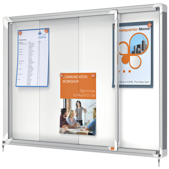 Binnenvitrine Nobo Premium Plus 8x A4 schuifdeur magnetisch