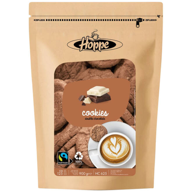 Koekjes Hoppe Cookies fairtrade double chocolate circa 125stuks