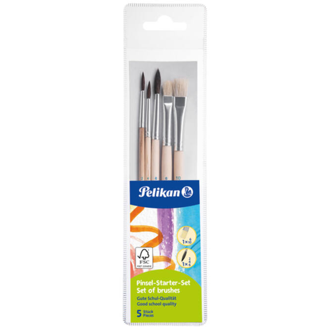 Penseel Pelikan starterset assorti blister à 5stuks