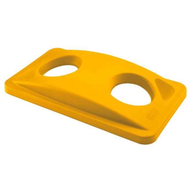Deksel Rubbermaid Slim Jim Vented inwerpopening voor flesjes en blikjes geel