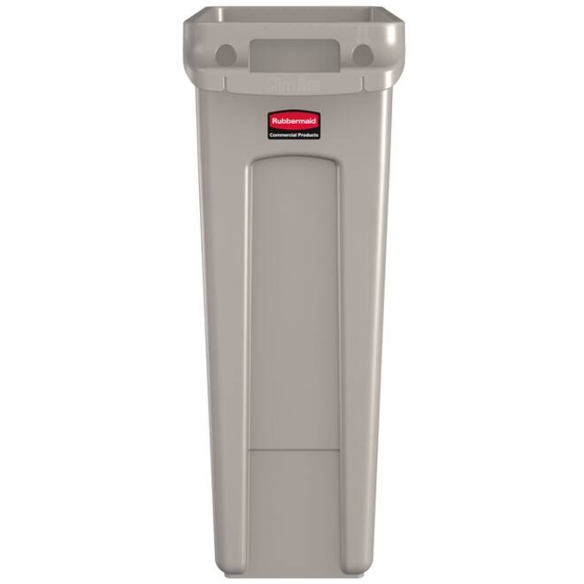 Afvalbak Rubbermaid Slim Jim Vented met luchtsleuven 87liter beige
