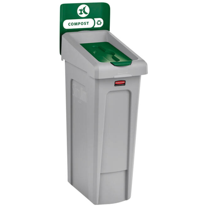 Deksel Rubbermaid Slim Jim Recyclestation gesloten groen