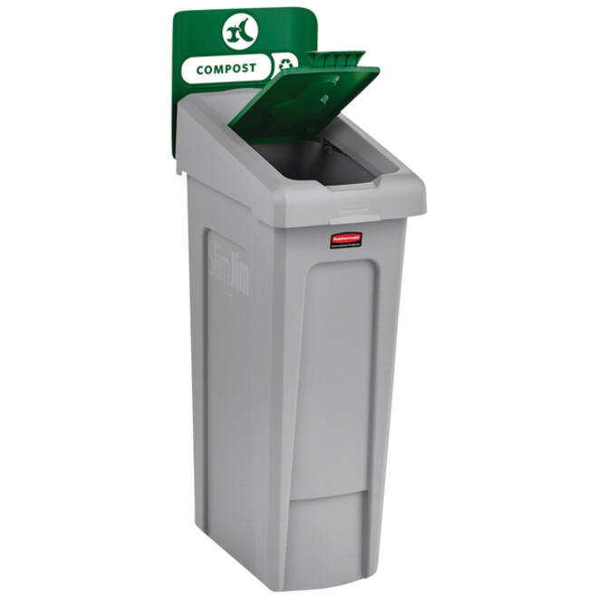 Deksel Rubbermaid Slim Jim Recyclestation gesloten groen
