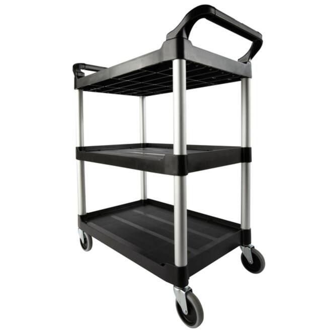 Serveerwagen Rubbermaid met 10cm zwenkwielen zwart