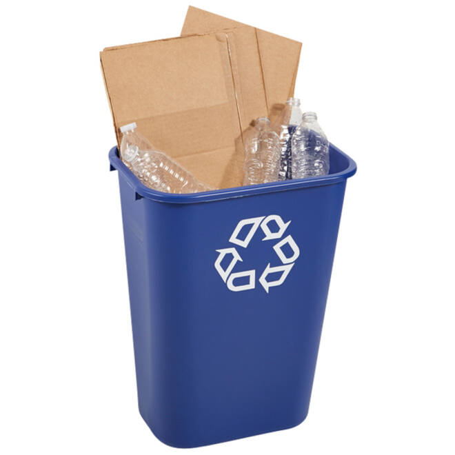 Papierbak Rubbermaid recycling groot 39L blauw