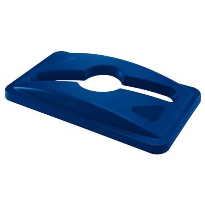 Deksel Rubbermaid Slim Jim Vented inwerpopening voor gemengde recycling blauw