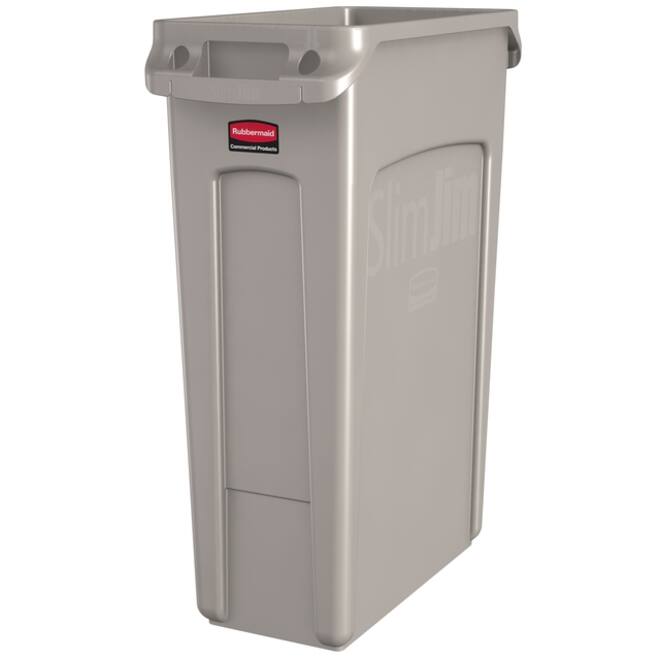 Afvalbak Rubbermaid Slim Jim Vented met luchtsleuven 60liter beige