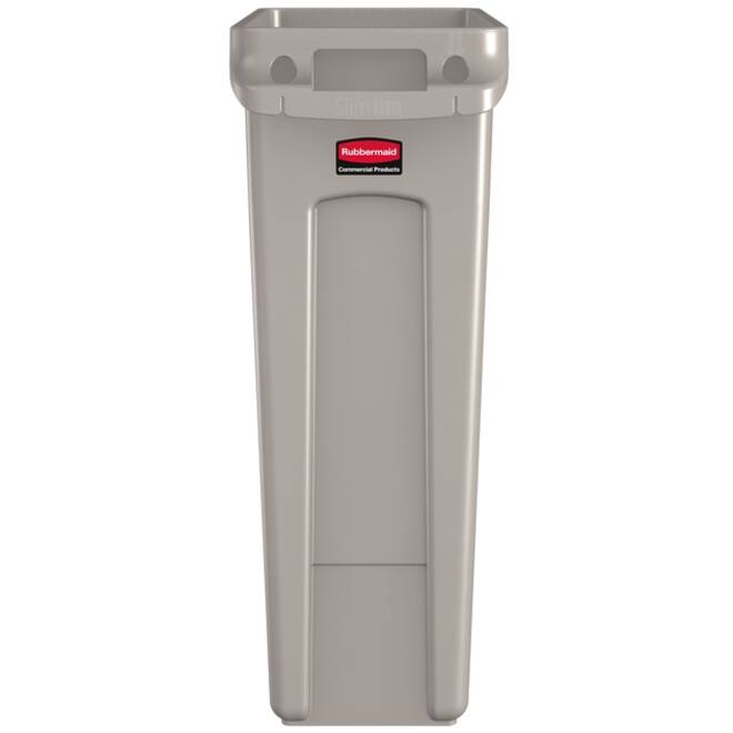 Afvalbak Rubbermaid Slim Jim Vented met luchtsleuven 60liter beige
