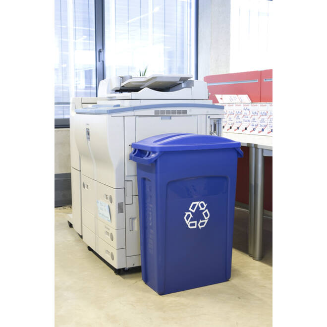 Afvalbak Rubbermaid Slim Jim Vented met luchtsleuven 87liter blauw