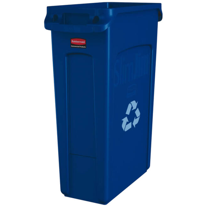 Afvalbak Rubbermaid Slim Jim Vented met luchtsleuven 87liter blauw