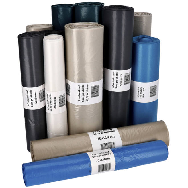 Afvalzak Cleaninq 70x110cm LDPE recycled T50 120L transparant