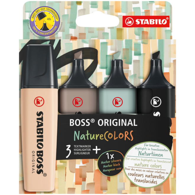 Markeerstift STABILO Boss 70/4 nature colors etui à 4 stuks