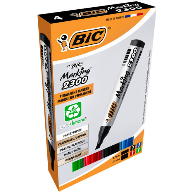 Viltstift Bic 2300 ecolutions schuin medium doos à 4 stuks